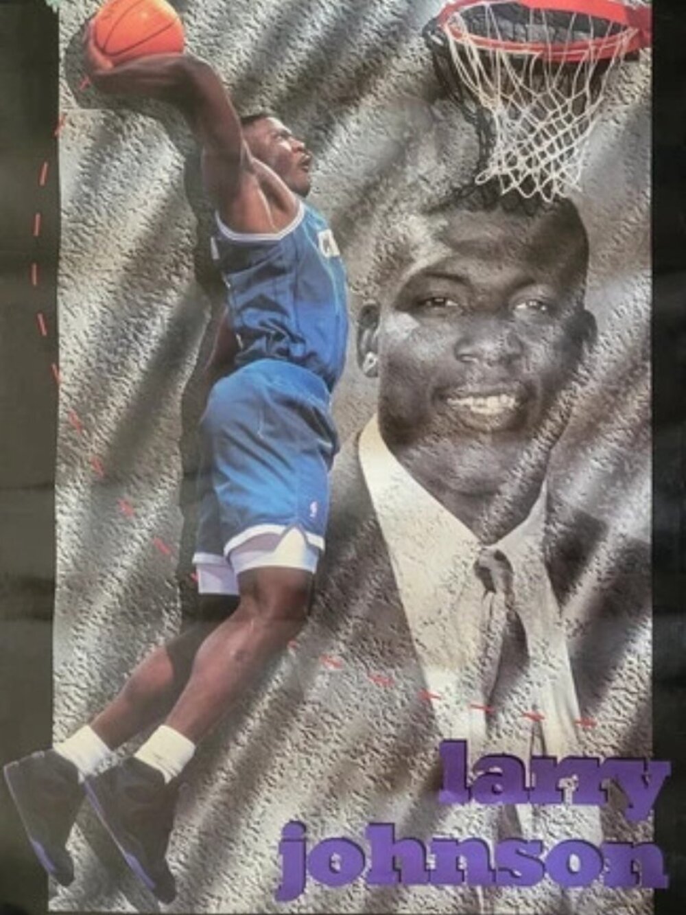 Larry Johnson NBA Poster  Vintage 1993 NEW/SEALED Charlotte Hornets  Jam Session